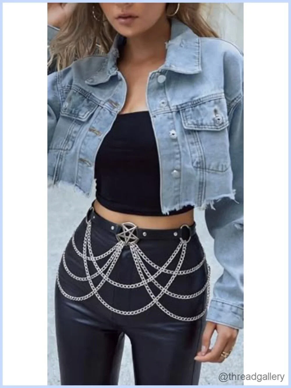 Adjustable Faux Leather Chain Waist Belt Punk Goth Black Harness Body Accessory